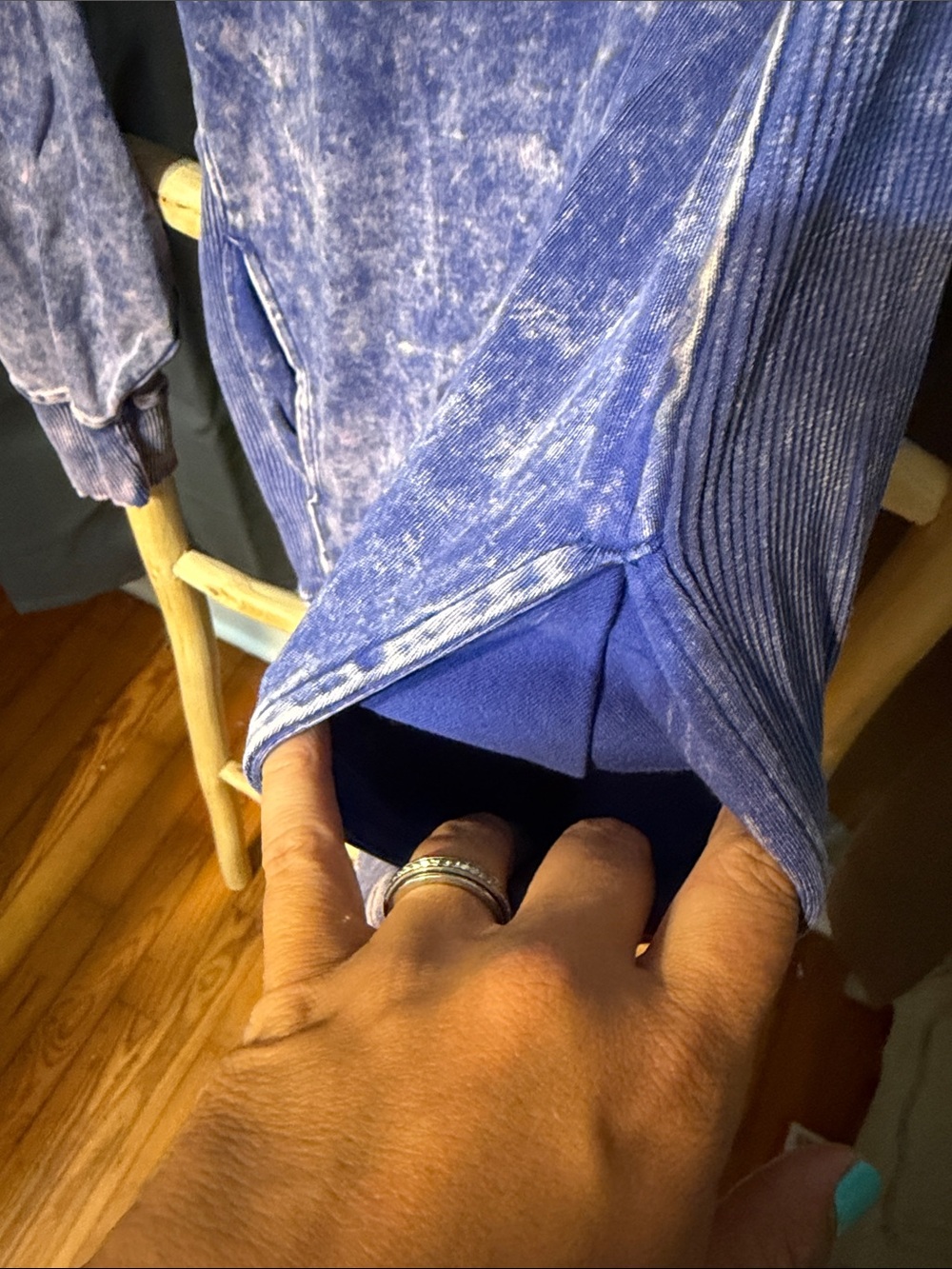 Zenana Outfitters Blue Washed Ribbed Crewneck Sweatshirt - Picture 5 of 8
